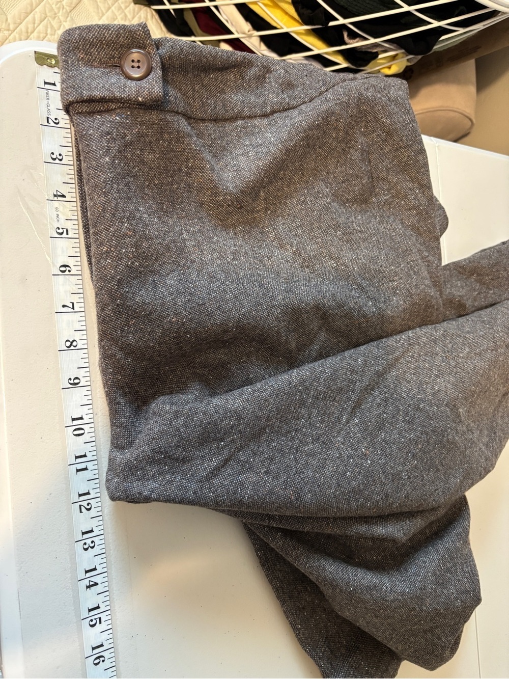 Vintage Pendleton Pants Size 16 Brown Wide-Leg Cuffed Ankle Trousers Wool Tweed - Picture 7 of 11